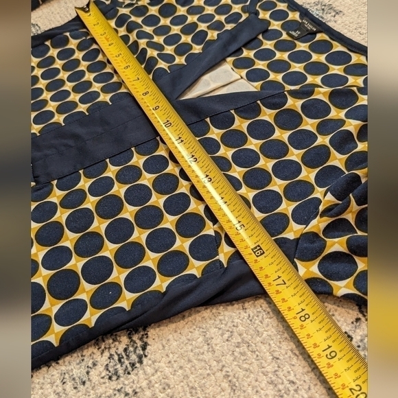 Ann Taylor Sz XS Navy Blue and Yellow Circle Geometric Print Dress - Picture 6 of 6